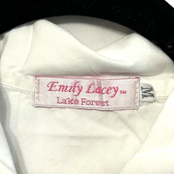 Emily Lacey Lake Forest Embroidered Night Shirt Vintage Women's Sz M White Beach - Picture 3 of 6